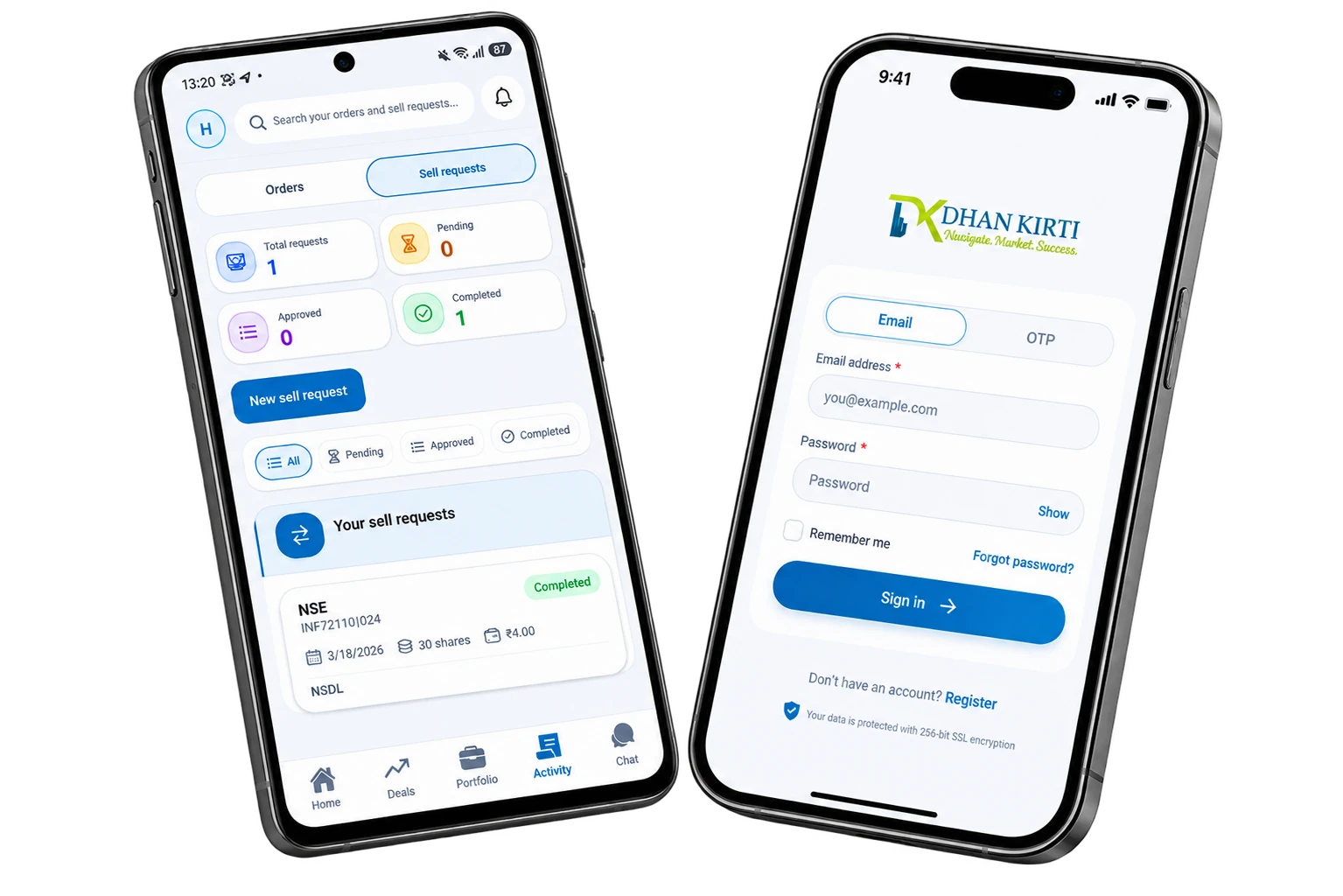 Dhankirti mobile app on Android and iPhone